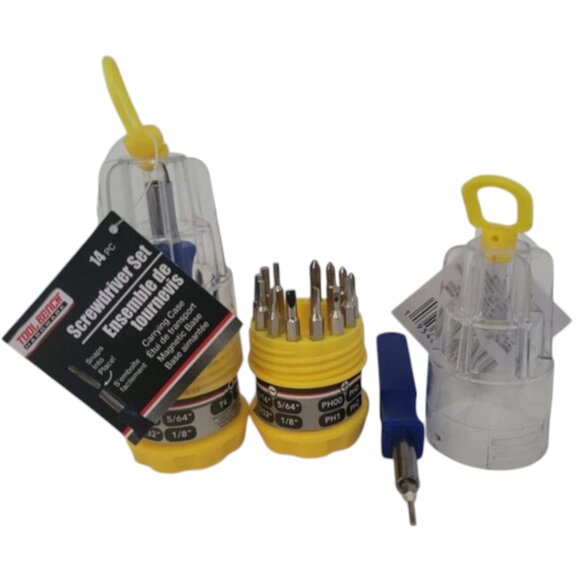 14-In-1 Mini-Screwdriver Set Slot Phillips with Magnetic Handle & Case - Picture 1 of 5
